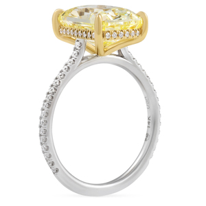 แหวนหมั้นเพชรทรงคุชชั่นสีเหลืองสดใส 7 กะรัต ได้รับการรับรองจาก IGI ชุบทอง 14K ความใส VS1 หรูหรา - Product Image 2