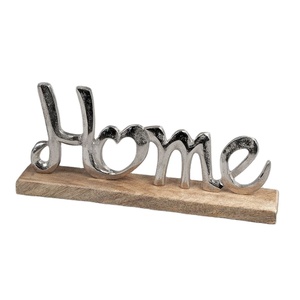 Decoración Artística para el Hogar con Diseño de Corazón sobre Base de Madera, Pieza Decorativa de Aluminio Plateado para Sala de Estar o Dormitorio, Gran Venta - Product Image 1