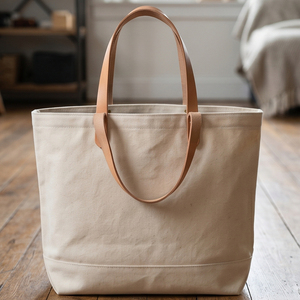 Bolso de lona profesional para oficina Regal Three Llc con ribete de cuero y bolsillo frontal para uso diario, bolsos de lona lisos. - Product Image 3