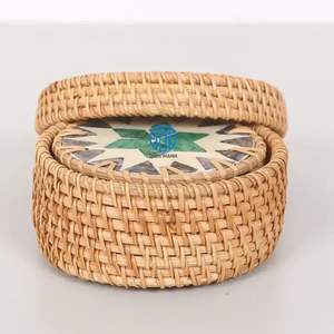 Handwoven Rattan <b>Coasters</b> Heat Resistant - Modern Style Natural Fiber <b>Drink</b> <b>Coasters</b> for Table Decor Luxury <b>Coasters</b> Set - Product Image 5