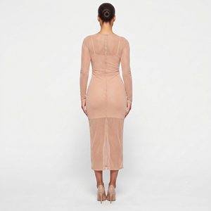 Women Sheer Mesh Midi Dress Long Sleeve Bodysuit Sexy Nightwear See Through Dress Light Quick Dry Sheer Mesh <b>Body</b> Suits Womens - Product Image 2
