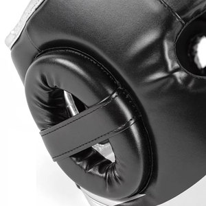 Protège-tête de boxe en cuir PU noir, équipement de protection avec fermeture auto-agrippante pour adultes, unisexe, utilisation universelle - Product Image 5
