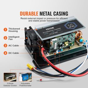 WF-8955-AD-MBA ชุดเปลี่ยนแปลงไฟ RV แบบสามขั้นตอน 55 แอมป์ เครื่องชาร์จอเนกประสงค์ ใช้งานร่วมกับแบตเตอรี่ลิเธียมและตะกั่วกรดได้ - Product Image 6