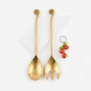 Juego de Cubiertos Modernos con Acabado en Cobre, Tenedor y Cuchara de Metal para Servir Ensaladas, Acabado Pulido Espejo, Resistente al Óxido, para Catering - Product Image 5