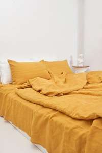 Juego de Funda Nórdica de Algodón 100% Lavado Color Mostaza con 2 Fundas de Almohada, Edredón Bohemio para Uso en Hogar, Hotel y Bodas - Product Image 4