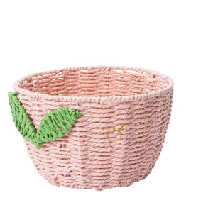 Cesta de Almacenamiento de Jacinto de Agua Tejido Rosa con Temática Coqueta, Bonita Cesta de Mimbre con Lazo Rojo, Caja Decorativa para Cuarto de Niñas - Product Image 2