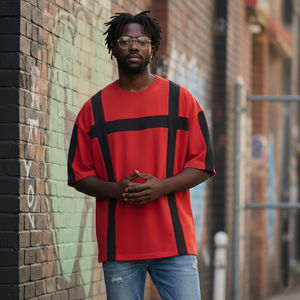 เสื้อยืดทรงบ็อกซี่คุณภาพสูงสำหรับผู้ชาย ผ้าคอตตอนหนา 100% ทรงโอเวอร์ไซส์ ไหล่ตก สกรีนโลโก้ได้ สไตล์ฮิปฮอป เนื้อผ้าระบายอากาศได้ดี - Product Image 3