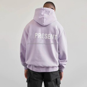Oem personalizado Sudaderas Para Hombre Streetwear No String 100% algodón serigrafía lavanda de talla grande sudaderas con capucha y sudaderas para hombre - Product Image 3