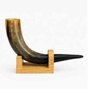 Natural Buffalo Horn Drinking Horn Mug with Wooden Stand Handmade Viking Medieval <b>Beer</b> Cup for Bar Festival Gift - Product Image 3