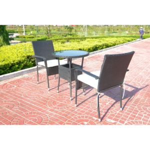 3-Piece PE <b>Rattan</b> <b>Chair</b> Set with Tempered Glass Table for Outdoor Bistro Use for Garden Leisure - Product Image 3