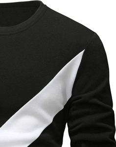 Sudadera de Cuello Redondo para Hombre, Color Negro y Blanco, Corte Regular, Tejido de Punto, 100% Algodón, Felpa Transpirable, Informal, para Invierno - Product Image 5