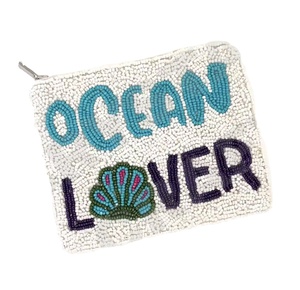 กระเป๋าใส่เหรียญผ้าฝ้ายปักลายคริสตัล Ocean Lover งานฝีมือประณีต ตกแต่งด้วยลูกปัดเม็ดเล็ก ดีไซน์หรูหรา ทันสมัย - Product Image 1