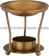 Quemador de Aceites Esenciales y Cera de Latón en Oferta, Portavelas Metálico Geométrico con Cuenco de Latón para Meditación y Aromaterapia - Product Image 2