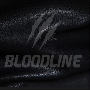 Men's Black PU <b>Leather</b> Moto Biker <b>Jacket</b> Stand Collar Slim Fit Zipper Closure Left Sleeve Claw Print Autumn Wear - Product Image 5