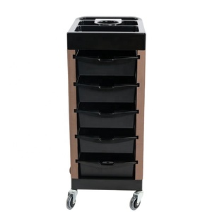 Custom Logo Black Multifunctional Modern 5-Tier Heavy-Duty Durable Stainless Steel 4-Wheel Mobile Beauty Storage <b>Cart</b> - Product Image 4