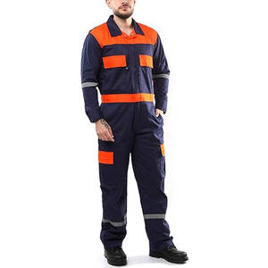 Durable Industrial Safety Coverall Uniform with Knee Reinforcement and Reflective Safety <b>Strips</b> - Product Image 1