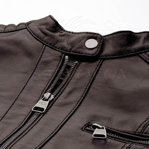 Veste en cuir véritable de haute qualité pour femmes, veste tendance avec logo uni pour la saison automne-hiver - Product Image 2