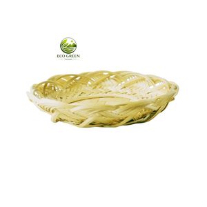 Rustic Round Bamboo Tray Handmade Lotus Pattern Bamboo <b>Basket</b> for Tea Serving Home Decor and <b>Table</b> Display - Product Image 1