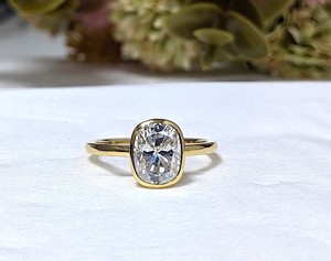 Lurba Jewels 2 Ct Cushion Cut Moissanite Bar Setting <b>Solitaire</b> Engagement <b>Ring</b> Gold Plated 925 Sterling <b>Silver</b> Trendy Wedding - Product Image 1