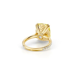 1CT Fancy Yellow Radiant Cut Lab Grown Diamond Engagement Ring 9K Yellow Gold <b>Heart</b> Prong Solitaire Pave Bridal Jewelry - Product Image 2