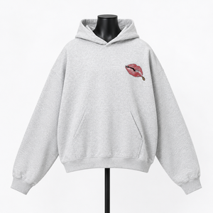 Sudadera con capucha unisex extragrande de invierno con bordado de labios, estilo urbano, casual, de forro polar, venta al por mayor personalizada - Product Image 1