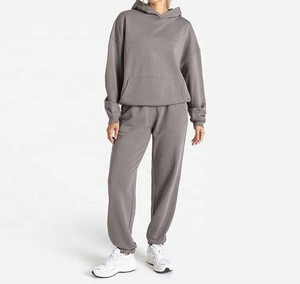 Hot Selling Autumn Solid Eco-Friendly 100% Cotton Hooded Heavyweight Hoodie <b>Joggers</b> Set for Men Casual Sport Tracksuit - Product Image 2