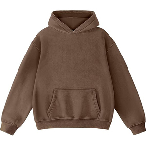 เสื้อฮู้ดดี้สีน้ำตาลช็อกโกแลตคลาสสิกทรงโอเวอร์ไซส์สำหรับผู้ชาย รุ่นวินเทจ ปี 2026 กำลังเป็นที่นิยม - Product Image 1