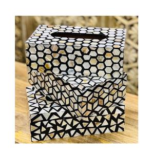 Boîte à mouchoirs en résine géométrique unique faite à la main, artisanat en résine personnalisable, modèle de coquille, motif traditionnel, décoration d'intérieur - Product Image 4