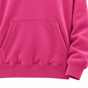 เสื้อฮู้ดดี้โอเวอร์ไซส์ สีชมพูสด ผ้าฟลีซ แขนยาวทรงปกติ สำหรับผู้ชาย ผ้าฝ้าย 100% สำหรับฤดูหนาว เป็นมิตรต่อสิ่งแวดล้อม - Product Image 3