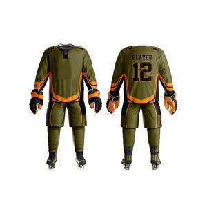 Ensemble de maillots de hockey sur glace personnalisés sublimés pour hommes, manches longues, col en V, imprimé crâne, rouge et noir, polyester, évacuation de l'humidité, coupe athlétique - Product Image 4