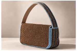 กระเป๋าถือสะพายไหล่สำหรับผู้หญิง งานแฮนด์เมดสุดหรู สีน้ำตาล-น้ำเงิน ประดับมุก พู่ห้อย ลูกปัด รูปทรงสี่เหลี่ยม เหมาะสำหรับงานเลี้ยงตอนเย็น ฤดูใบไม้ผลิ ฤดูร้อน ใช้ได้ทั่วไป หรือเป็นของขวัญ - Product Image 3