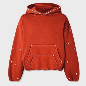 Custom Vintage Acid Wash <b>Black</b> Oversized Hoodie Rhinestone Studded Streetwear Pullover Hoodie for Men and Women - Product Image 3