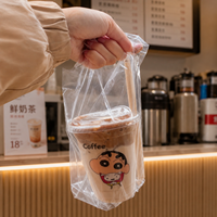 Sacs porte-gobelets en plastique PE pour 1, 2 ou 4 boissons à emporter (boba tea et café), emballage transparent et portable pour boissons