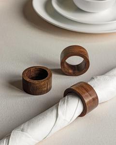 Ensemble d'anneaux de serviette en bois faits à la main, porte-serviettes en bois d'acacia, anneaux de serviette modernes en bois - Product Image 2