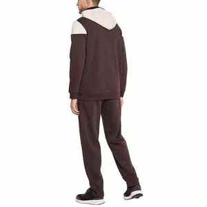 Ensemble de survêtement marron pour femme, sweat-shirt à capuche avec fermeture éclair et pantalon avec logo blanc imprimé, couleur unie, style sportif, longueur intégrale - Product Image 1