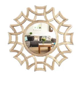 Gold Mirror Metal Design Contemporary Modern Trendy Finishing For Living Room Wall Decor Metal Wall Full Mounted Mirrors