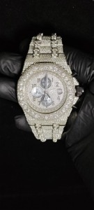 Reloj Cronógrafo de Lujo Unisex de Aleación, Estilo Hip Hop, con Diamantes Incrustados, Esfera Analógica, Caja de 41 mm, Cristal de Zafiro, Movimiento de Cuarzo - Product Image 2
