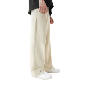 Pantalon de survêtement décontracté pour homme, coupe ample, jambe large, doublure polaire épaisse, anti-plis, avec cordon de serrage, 100% coton - Product Image 2