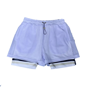 Shorts de sport pour hommes en polyester respirant double couche de haute qualité, personnalisables, shorts de basket-ball en mesh pour l'été, impression numérique - Product Image 2