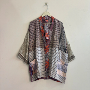 Kimono de Seda Pura India, Cómodo y Suave, Bata de Seda Japonesa para Novia, Túnica Floral para Playa, Ropa de Dormir para el Hogar, Verano - Product Image 1