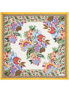 Vintage Floral Travel Theme Premium Scenic Print Square Scarf for Women and Girls Gift and Lifestyle Silk Scarfs Comfortable Use - Product Image 5