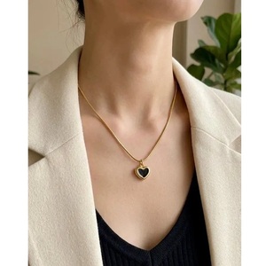 <b>Top</b> Quality Elegant Anti Tarnish Black <b>Heart</b> Necklace Fashion Pendant Jewelry for Women Casual Office Party Wear For Sale - Product Image 4