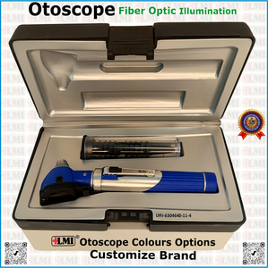 Otoscopio Profesional Manual de Fibra Óptica Azul, Equipo de Diagnóstico para Cirugía General y Uso Hospitalario - Product Image 1