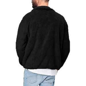 Men's Black <b>Fleece</b> <b>Jacket</b> Stand Collar Zipper Closure Casual Winter Wear 100% Wool Breathable Cotton <b>Lining</b> Regular Fit - Product Image 1