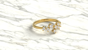Luxury 18K Gold Cluster Round Diamond Ring Scattered Stone Engagement Ring Asymmetric Wedding Ring Fine Jewelry Ring for Women - Product Image 3