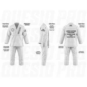 Conjunto de Uniforme de Jiu-Jitsu Brasileño (BJJ) y Judo Personalizado, Kimono de Algodón con Tejido Perla, Costuras para Academias de Artes Marciales, Parche Bordado - Product Image 5