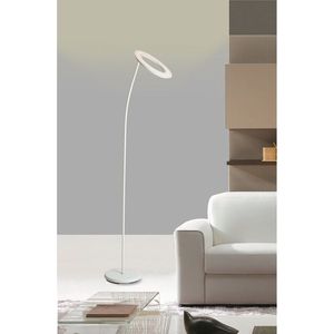 Lampada da Terra LED in Metallo Bianco Opaco, Alta 73 Pollici, con Design Halo - Product Image 4