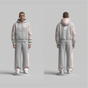 Conjunto Deportivo Personalizado para Hombre, de Felpa Técnica Gruesa, con Sudadera con Cierre y Paneles Curvos en 3D y Pantalones Deportivos de Pierna Ancha - Product Image 5