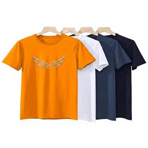เสื้อยืดคอกลมแขนสั้นทรงปกติสำหรับผู้ชาย สีพื้น ผ้าถัก สไตล์ลำลอง สีน้ำเงิน ขาว กรมท่า ดำ - Product Image 5