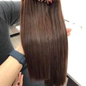 Extensions de cheveux vierges brunes café lisses et doubles tirées, avec fermeture, provenant de cheveux humains vietnamiens sains à 100% - Product Image 1